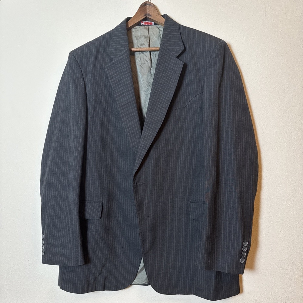 Larry Mahan Cowboy Collection Blazer 44L Pinstripe Western Suit Jacket USA Made